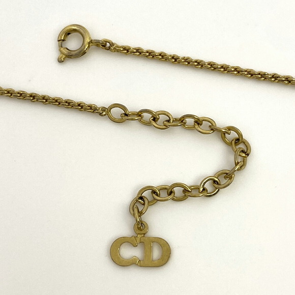 Christian Dior Logo Necklace CD GP Gold - Picture 3 of 4